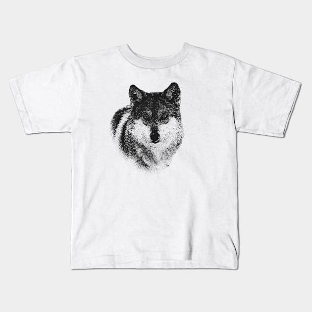 Wolf portrait Kids T-Shirt by Guardi